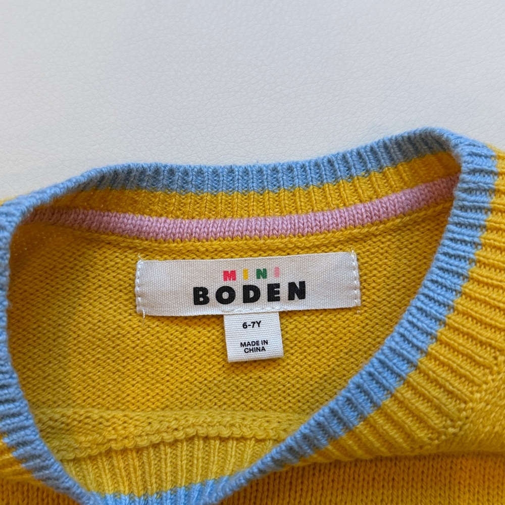Mini Boden Kids Yellow Sweater with Hedgehog Design - Picture 3 of 5